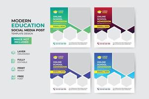 modèle de publication sur les médias sociaux d'admission à l'éducation créative et moderne vecteur