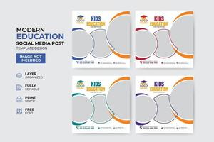 modèle de publication sur les médias sociaux d'admission à l'éducation créative et moderne vecteur