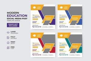 modèle de publication sur les médias sociaux d'admission à l'éducation créative et moderne vecteur