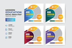 modèle de publication sur les médias sociaux d'admission à l'éducation créative et moderne vecteur