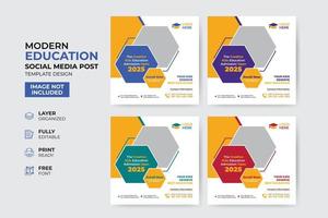 modèle de publication sur les médias sociaux d'admission à l'éducation créative et moderne vecteur