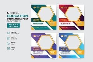 modèle de publication sur les médias sociaux d'admission à l'éducation créative et moderne vecteur