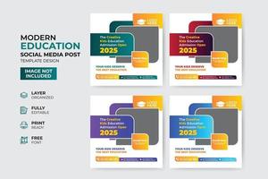 modèle de publication sur les médias sociaux d'admission à l'éducation créative et moderne vecteur