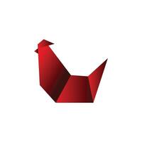 illustration vectorielle de coq origami couleur rouge vecteur