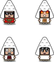 vecteur mignon dessin animé personnage mascotte costume onigiri nourriture ensemble été vente bundle collection