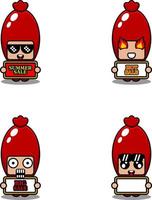 vecteur mignon personnage de dessin animé mascotte costume saucisse nourriture ensemble été vente bundle collection
