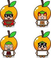 personnage de dessin animé mignon vecteur agrumes costume de mascotte ensemble collection de bundles de vente d'été