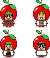 personnage de dessin animé mignon vecteur cerises fruits mascotte costume ensemble été vente bundle collection