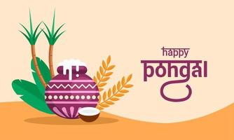 illustration du joyeux festival de récolte de vacances pongal du tamil nadu sud de l'inde, bannière, affiche et arrière-plan de salutation. vecteur