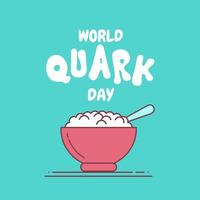 illustration vectorielle, fromage quark dans un bol, sous forme de bannière ou d'affiche, journée mondiale du quark. vecteur