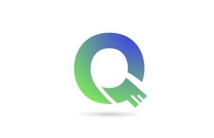 q logo d'icône de lettre alphabet vert. conception créative pour entreprise ou entreprise vecteur