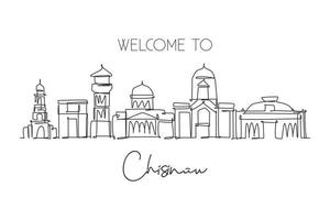 dessin en ligne continue unique de l'horizon de la ville de chisinau, moldavie. célèbre grattoir et paysage de la ville. monde voyage concept mur décor affiche impression art. illustration vectorielle de dessin à une ligne moderne vecteur