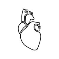 icône de couleur noire du cœur humain. vecteur