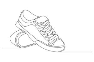 dessin en ligne continu de chaussures de baskets décontractées. dessin au trait unique de chaussures de sport. illustration vectorielle vecteur