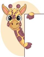 dessin animé mignon design tendance petite girafe vecteur