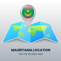 icône de localisation de la mauritanie sur la carte du monde vecteur