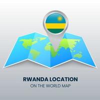 icône de localisation du rwanda sur la carte du monde vecteur