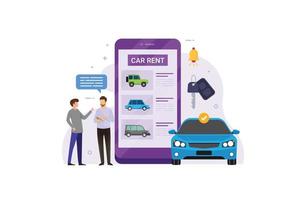 service de location de voiture en ligne design plat concept illustration vectorielle vecteur