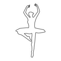 danseur de ballet contour contour ligne icône couleur noire illustration vectorielle image mince style plat