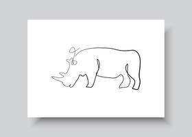 dessin au trait de rhinocéros. illustration vectorielle abstraite dessinée à la main. conception d'art végétal abstrait pour l'impression, la décoration intérieure, la couverture, le papier peint, les affiches d'art mural minimales et naturelles vecteur