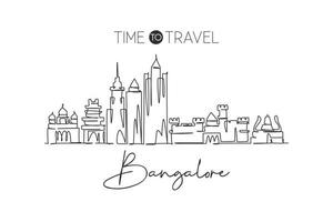 un seul dessin au trait des toits de la ville de bangalore, en inde. paysage de ville historique dans le monde. meilleure destination de vacances. trait modifiable ligne continue à la mode dessin illustration graphique vectorielle vecteur