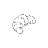 un dessin en ligne continu de l'emblème du logo du restaurant de la boutique de croissants français en ligne frais et délicieux. concept de modèle de logo de café de pâtisserie. illustration vectorielle de dessin à une seule ligne moderne vecteur
