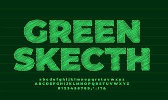 illustrateur de conception de style d'effet de texte au crayon vert vecteur