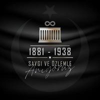 10 kasim 10 novembre jour de la mort mustafa kemal ataturk , premier président de la république turque. respect et commémoration. vecteur