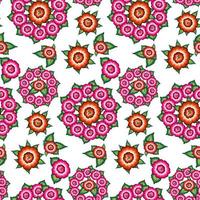 motif de broderie florale mexicaine sans couture, design de mode folklorique de fleurs indigènes de mandala coloré ethnique. style textile traditionnel brodé du Mexique, vecteur isolé sur fond noir
