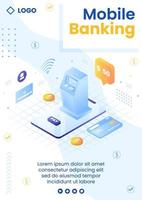application e-banking en ligne, portefeuille ou modèle de flyer de carte de crédit bancaire illustration plate modifiable de fond carré pour le transfert et le paiement des médias sociaux vecteur