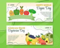 modèle de bannière de la journée mondiale des végétariens illustration de conception plate modifiable de fond carré adapté aux médias sociaux ou à la carte de voeux vecteur