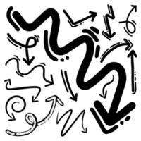 jeu d'icônes de flèche dessinée à la main. illustration vectorielle de griffonnage. vecteur