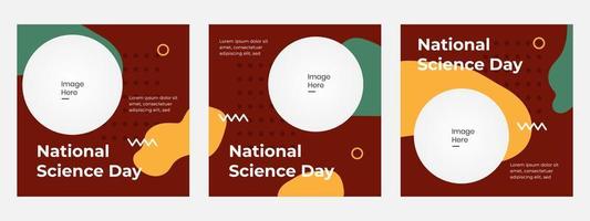 définir la bannière de flux numérique de la journée nationale de la science, adaptée aux médias post-sociaux. campagne. mise en page vectorielle vecteur