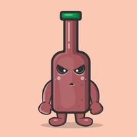 mascotte de personnage de bouteille de bière dessin animé isolé dans un style plat vecteur