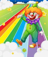Un clown debout dans la route colorée vecteur