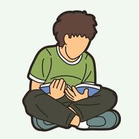 un garçon lisant un livre vecteur