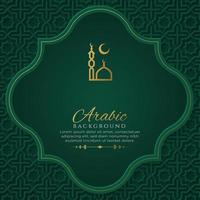 fond de luxe vert et doré arabe avec motif arabe et ornement décoratif vecteur