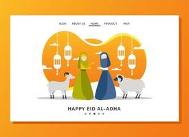 concept de page de destination eid al adha vecteur