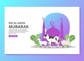 concept de page de destination eid al adha vecteur