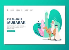 concept de page de destination eid al adha vecteur