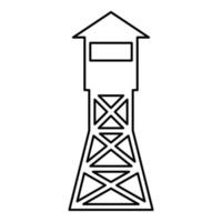 Vue d'ensemble de la tour d'observation des gardes forestiers du site d'incendie contour icône illustration vectorielle de couleur noire image de style plat vecteur