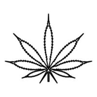 feuille cannabis marijuana chanvre contour contour icône noir couleur illustration vectorielle image de style plat vecteur
