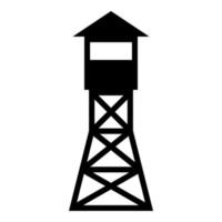 vue d'ensemble de la tour d'observation garde forestier icône du site d'incendie illustration vectorielle de couleur noire image de style plat vecteur