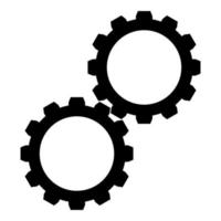 deux engrenages roue dentée jeu de roues dentées connectées dans le mécanisme de travail icône illustration vectorielle de couleur noire image de style plat vecteur