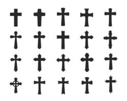 silhouette de la croix de jésus religieux chrétiens vecteur