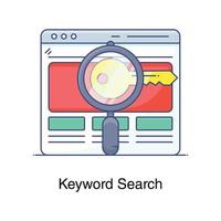 design plat de l'icône de recherche par mot clé vecteur