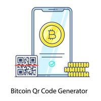 générateur de code bitcoin qr en vecteur de contour plat