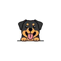 dessin animé drôle de chiot rottweiler, illustration vectorielle vecteur