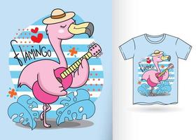 illustration mignonne de flamant rose pour t-shirt vecteur