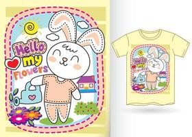 illustration de lapin mignon lapin pour t shirt.eps vecteur